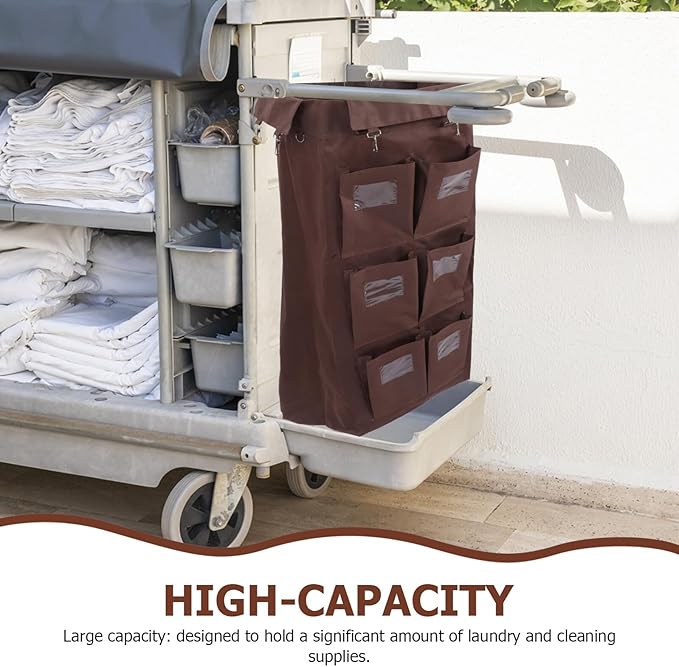 Generic High Capacity Janitorial Cart Bag with Rectangular Cleaning Cart Replacement Organizer for Hotel Housekeeping Hanging Garbage Bag