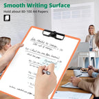 Orange Clipboard with Pen Holder, Set of 6 Plastic Clipboard with Low Profile Metal Clip, Hanging Clipboards Holds 8.5x11 Inch Papers, Standard A4 Letter Size Clip Boards for Office & School