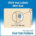 2024 MINI Year Labels, Doctor Stuff 2024 Chart Stickers, Blue Color Coded, Colwell Jewel Tone Style, USA Made Year Stickers for End Tab File Folders, 250/Pack, 1 Package, 1/2" x 1" - Small Labels