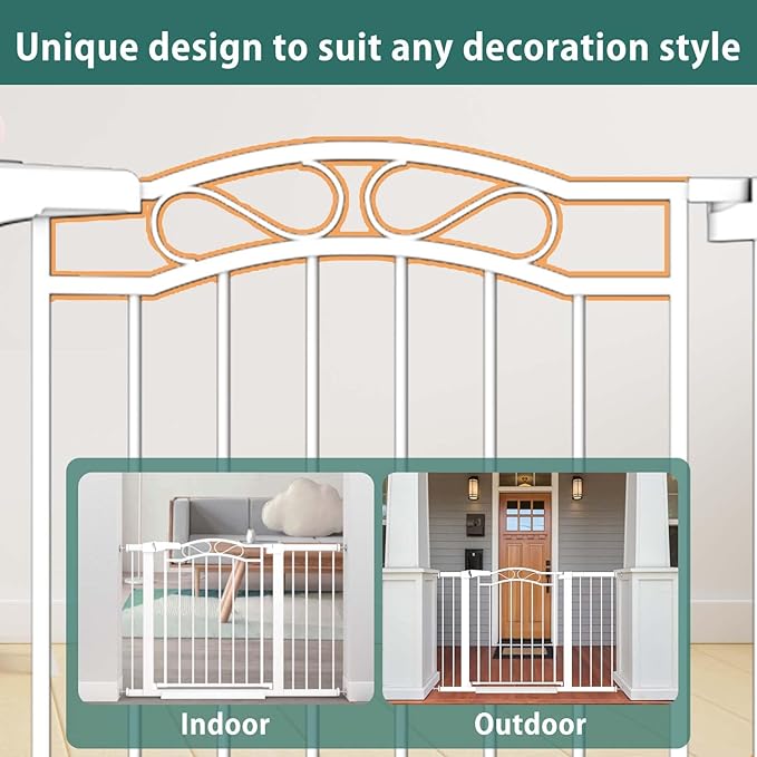 Fairy Baby 48.8"-51.5" Child Baby Gates for Doorway Stairs Hallway Stairway Gate for Kid or Pet Dogs Walk Through Pressure Mounted