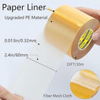 Double-Sided Mesh Tape Heavy Duty, 2.4in x 33FT(10m), Single Sided Cloth Duct Tape Durable,High Stickiness Strong 2 Sided,Multipurpose Removable Residue-Free, Easy Tear Office Decor