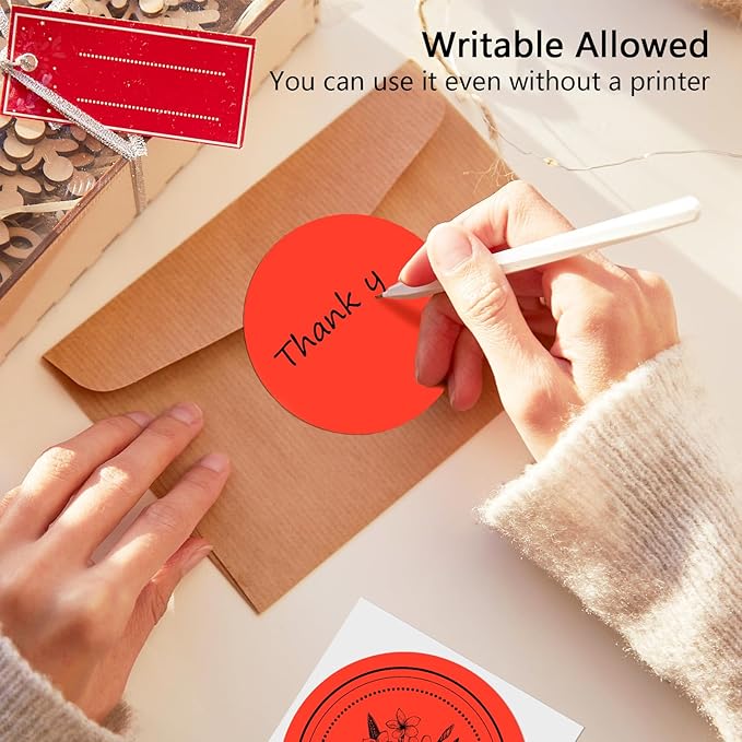 3 X 3 Inch Round Thermal Labels Circle Color Coding Labels Printable Waterproof 500PCS Round Stickers Adhesive Writable for Office, Garage, DIY Sticker, Barcodes, Name Tag, Fluorescent Red