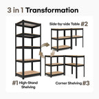 HOMEDANT House 5 Tier Laminated Metal Shelving Unit Adjustable Storage Utility Rack Heavy Duty Shelves Organization Multipurpose Shelf Kitchen Garage Pantry Closet (4, (S) 24.4" W, Black)