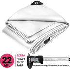 PROTARP Extreme Heavy Duty 22 Mil Tarp Cover, Waterproof, UV Resistant, Rip and Tear Proof, Poly Tarpaulin with Reinforced Edges for Roof, Camping, Patio, Pool, Boat. (White 20′ X 20′)
