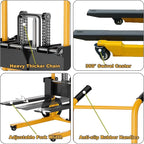 Foldable Hydraulic Lift Dolly, 450LBS 36" Pallet Stacker, 2-in-1 Hand Truck & Flatbed Cart, Adjustable Forks, 10" Rubber Wheels, Foot Pump, for Warehouse Garage Workshop