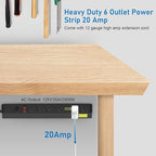 CCCEI Heavy Duty Power Strip Surge Protector 20 Amp, High Amp Industrial Shop Garage Metal Multiple Outlets, 10 FT 12 Gauge 5-15P Extension Cord 6 Outlet 6-20R T-Slot 20a for Appliance. Black.