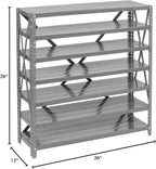 Global Industrial 7 Shelf Steel Shelving with (36) 4" H Plastic Shelf Bins, Gray Frame & Blue Bins, 36" W x 12" D x 39" H, Industrial or Commercial Storage, Assembly Required