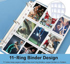 Trading Card Sleeve Pages, HERKKA 200 Pack 9 Pocket Album Pages 11 Holes Fit 3 Ring Binder