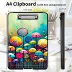 A4 Clipboards,Heavy Duty Waterproof Nursing Plastic Folder Clipboard with Storage Clip Boards,File Folder Storage Box Clipboard Case for Teacher,Doctor,Offices,Colored Mushroom