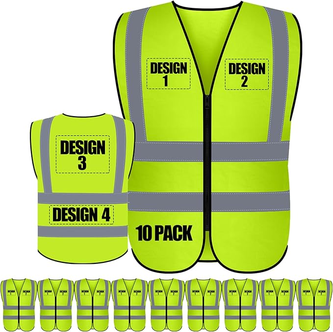 Custom Safety Vest with Logo Pockets High Visibility Reflective Vests Construction Security Workwear