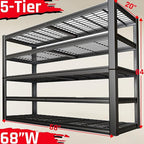 68" Wide Heavy Duty Garage Shelving Units, 5-Tier Deep Storage Shelves,Black Metal Garage Shelves,Steel Shelf,Large Storage Rack,Industrial Shelving for Shop, 68" W x 20" D x 84" H,2 Pack