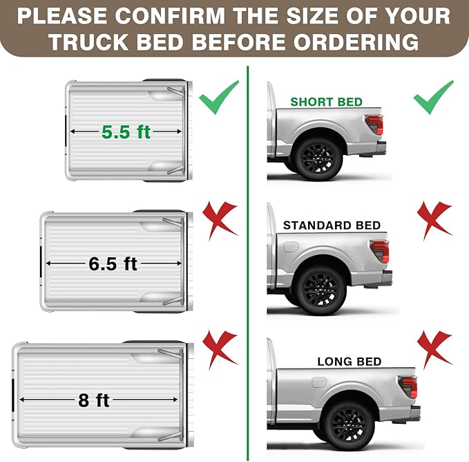 TripleAliners Truck Bed Mat Compatible with 2015-2023 Ford F150 & Lightning Accessories 5.5FT Flush All Weather Protection TPE Heavy Duty Pickup Cargo Mat