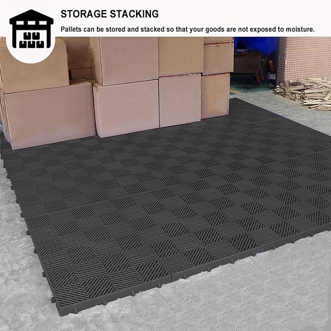 Plastic Pallet, Safety Storage Nestable Shipping Grid Pads, 2pcs HDPE Automotive Non-Slip Platform Firm Warehouse Pad for Supermarket Pet (5pcs-23.6x15.7x2IN)