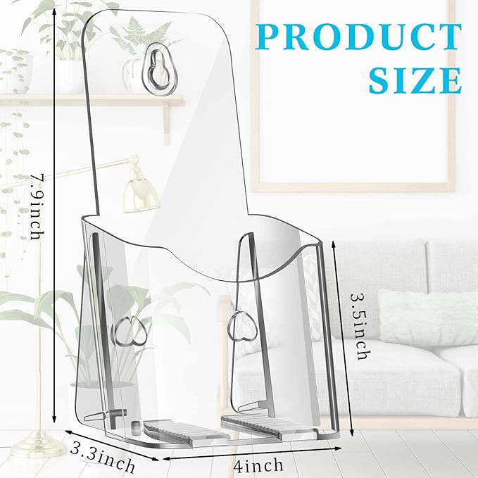 Yookeer 20 Pieces Brochure Holder Stand Acrylic Pamphlet Holder 4x7.9 Inches Wall Mount/countertop Clear Plastic Trifold Rack Display Stand for Vendors, Brochure, Trifold, Magazine, Pamphlet, Booklets
