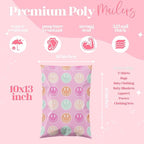 6x9 Designer Poly Mailer 100 Pack Heavy Duty Waterproof Self Seal Shipping Bags for Small Business Large Mailing Envelopes Bulk Tear Resistant Cute Packaging Smiley Face