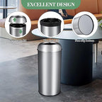 65L/17 Gallon Tall Commercial Trash Can, Large Capacity Brushed Stainless Steel Trash Bin with Open Top, Commercial Grade Heavy Gauge for Home, Office, Restaurant