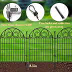 Tall Garden Fence with Gate, 40 Inch(H) 4 Panels Dog Fence Outdoor for Yard, Total Length 8.8 Ft Metal Decorative Fences│Patented