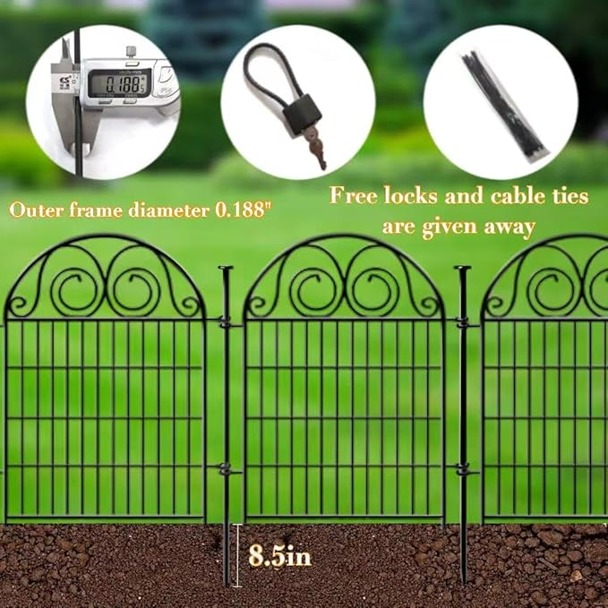 Tall Garden Fence with Gate, 32 Inch(H) 24 Panels Total Length 52.5 Ft Dog Fence Outdoor, Decorative Fence for Garden,Metal Temporary Fencing│Patented