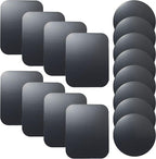 SALEX Replacement Metal Plates Set 16 Pack for Magnetic Car Phone Holders, Wall, Air Vent Mounts, Cases, Magnets. Kit of 8 Black Round and 8 Rectangular Iron Discs Without Holes. 3M Adhesive Backing