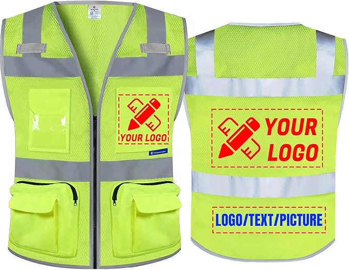 BeautyWill Custom Logo Safety Vest Class2 High Visibility Reflective Vest Breathable Construction Vest