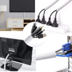 CrocSee 25ft - 1/2 inch Braided Cable Management Sleeve Cord Protector - Self-Wrapping Split Wire Loom for TV/Computer/Home Theater/Engine Bay - White