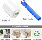 BOMEI PACK Clear Industrial Stretch Wrap Film 5" x 1000ft 2 Pack with Handle, 5" x 1000ft for Moving Supplies, Plastic Wrap for Packing, Heavy Duty Stretch Film