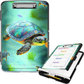 Clipboard with Storage High Capacity Plastic Nursing Clipboards with Pen Holder File Folder Storage Box Clipboard with Heavy Duty Clips for Teacher,Doctor,Offices-Sea Turtles