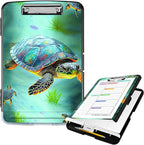 Clipboard with Storage High Capacity Plastic Nursing Clipboards with Pen Holder File Folder Storage Box Clipboard with Heavy Duty Clips for Teacher,Doctor,Offices-Sea Turtles