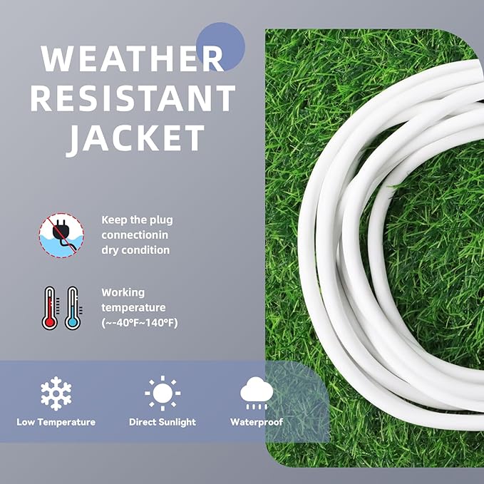 EP 30 Ft Outdoor Extension Cord, 12/3 SJTW Heavy Duty Extension Cable with 3 Prong Grounded Plug, 15 AMP Power Cord for Lawn, Garden, Appliances, White