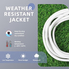 EP 15 Ft Outdoor Extension Cord, 12/3 SJTW Heavy Duty Extension Cable with 3 Prong Grounded Plug, 15 AMP Power Cord for Lawn, Garden, Appliances, White