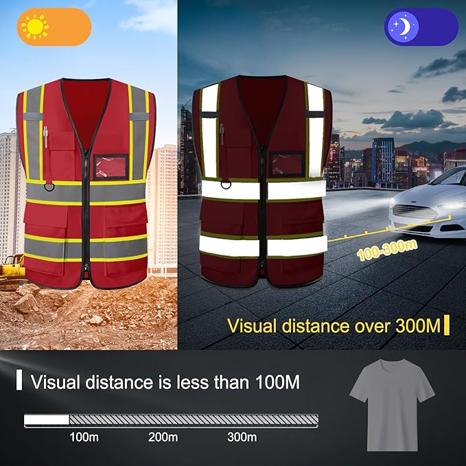 Custom Safety Vest High Visibility Customize Class 2 for Men Personalized Two Tone Logo Work Vests for Construction
