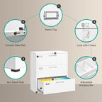 SISESOL 3 Drawer Lateral File Cabinet with Lock,White Lateral Filing Cabinet,Horizontal Metal Filing Cabinet,Locked Wide Three Drawer File Cabinet for Office Home,Fit A4/F4/Letter/Legal File