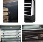 Food Refrigerated Display Case for Commercial Bakery Pastry Front Open Air Refrigerated Display Cooler Case, Movable Shelves and Adjustable Legs, 36~41℉ (61.4 Inches, Black)