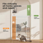 Gardner Pet 51"-87" Extra Tall Cat Gate for Doorway, Wide Adjustable 27.56"-37" Baby Gate Included 4 Extension Kits, Pressure Mounted Safety Full Door Gate for Stairs, Studio, Kitchen (White)