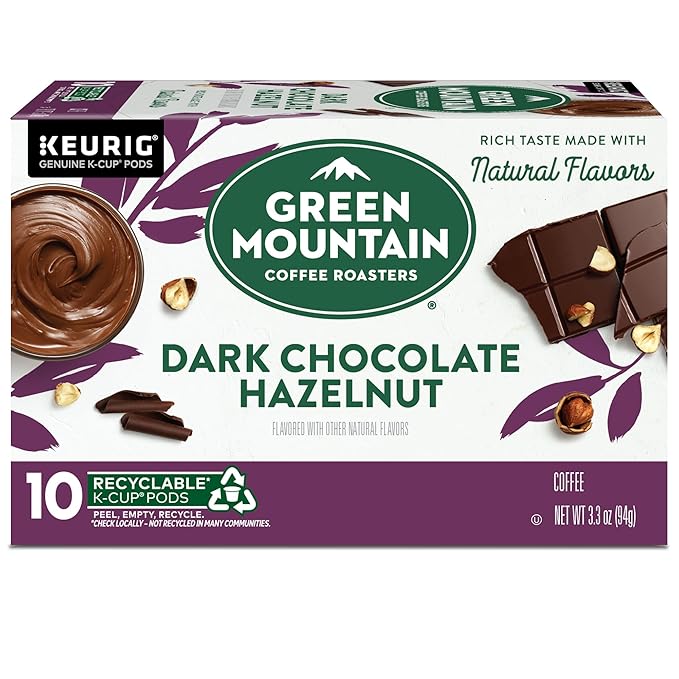 Green Mountain Coffee Roasters Dark Chocolate Hazelnut Coffee, Keurig Single Serve K-Cup Pods, 10 Count