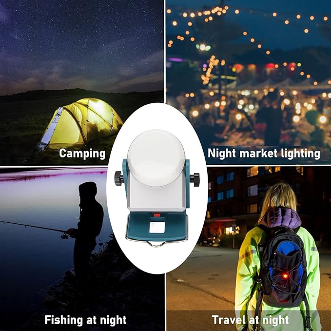 Small LED Work Light 18W Portable Hangable Outdoor Flood Lamp, LED Work Lantern with 360° Rotation, 1600lm Bright Light for 14/18V Battery, ABS and Aluminum Construction for