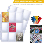 50 Pack,9 Pocket Page Protector, Trading Card Sleeve, Baseball Card Sheets or Skylanders, MTG, Coupon, Game Cards, Trading Cards, Football Cards