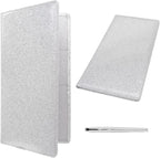 Car Registration and Insurance Holder, Leather Magnetic Shut Vehicle Glove Box Organizer for Document, Card, Driver License, Glitter Silver