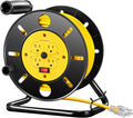 DEWENWILS Retractable Extension Cord Reel, 80FT Heavy Duty Open Cord Reel for Indoor Outdoor, 14/3 AWG SJTW, 4 Grounded Outlets, 13 Amp Circuit Breaker,Handle Rewind, Metal Stand, ETL Listed