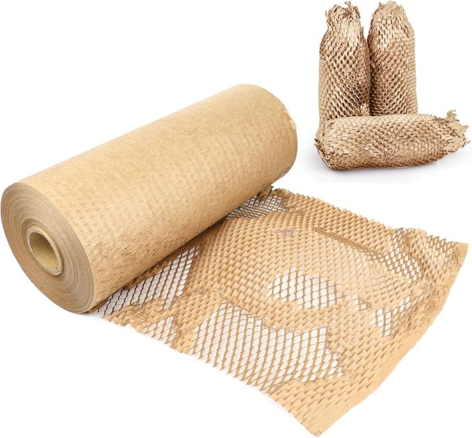 BOMEI PACK Honeycomb Packing Paper Wrap 12"x 328' Recycled Bubble Cushioning Bags Rolls Friendly Transportation and Handling Bags Packing Supplies Materials