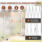TECSPACE Aluminum Expandable Garden Fence, Portable Barricade Gate with Casters, Expansion Size 201×15.2×40.6 inches, Adjustable Flexible Fence Mobile Barricade Safety Barrier