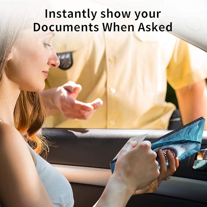 Car Registration and Insurance Holder, Leather Car Glove Box Organizer, Cool Car Accessories for ID, Driver's License Cards & Essential Document, business cards, Men&Women,Cute Blue Sharks