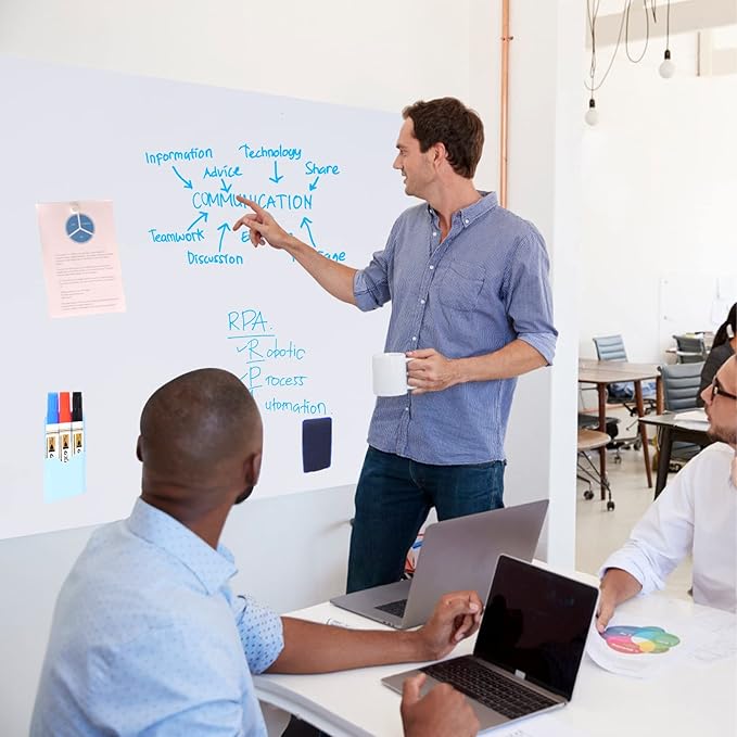 HAMIGAR Magnetic Whiteboard Contact Paper 48" x 94" Dry Erase White Board Sticker for Wall Stick on White Board Peel and Stick Wallpaper Adhesive Poster with Marker, Magnetic Eraser and Magnets