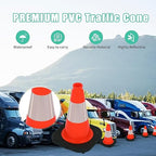 BESEA 12 Inch Traffic Cones, Safety Cones with 4" Reflective Collar, Lightweight & Durable PVC Road Cones for Parking, Sports Training, Construction, Driveway (6 Pack)