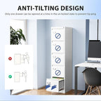 5 Drawer File Cabinet, Filing Cabinets for Home Office, Vertical File Cabinet with Lock, 61.6" H Locking File Cabinet for A4 Legal/Letter, Assembly Required (White)