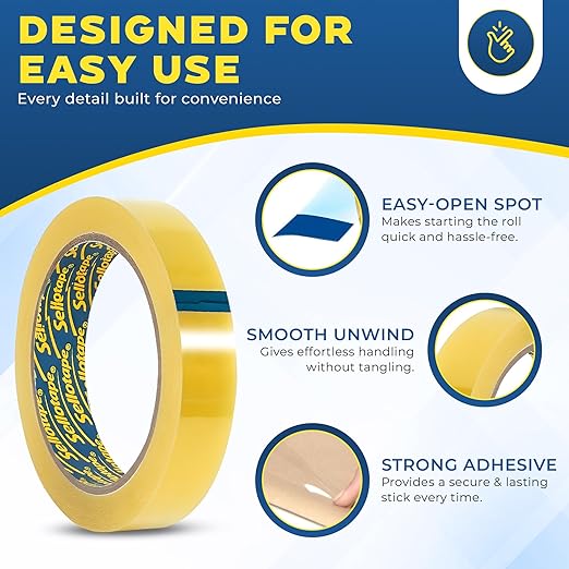 𝟮 𝗣𝗔𝗖𝗞 Original Golden Heavy Duty Packing Tape | Extra Strong Clear Packaging Tape for Home, Office, Gift Wrapping & Moving Boxes | Anti-Tear, Adhesive Shipping Tape Refills 0.96 Inch x 55 Yards