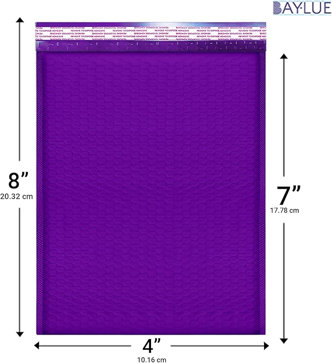 Purple Small Bubble Mailers 4x8 Inch #000 | Thick Padded Poly Mailer Envelopes | Mailing Trading card sports Card Bubble Envelopes | Water & Tear Resistant | 500 Pack Bulk