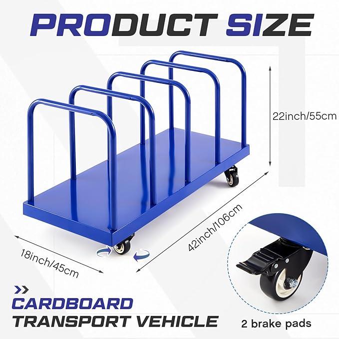 Metal Carton Cart Stand Carton Stand Rack Portable Floor-Standing Storage Cart with Wheels 42" x 18" x 22", 660 Lb. Capacity Home Supermarket Commercial Movable Cardboard Box Rack