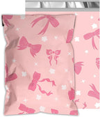 Poly Mailers 12x15.5 Inch 50 Pcs - Pink Bow printed Shipping Bags, 2.4mil Thickness, Waterproof and Tear Resistant Mailing Envelopes, Self-Sealing Packaging Bags for Small Business