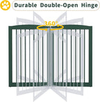 Freestanding Pet Gate for Dogs, Indoor Wooden Dog Gate for House, Foldable Dog Gate for Doorway, Stair, Step Over Pet Puppy Safety Fence Tall, 80 Inch Wide, 4 Panels 32", Green